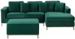Beliani Kairioji aksominė kampinė sofa su ottoman žalia OSLO