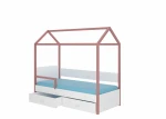 Lova ADRK Furniture Otello 90x200 cm su šonine apsauga, balta/rožinė