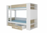 Lova ADRK Furniture Garet 90x200cm, balta/ąžuolos spalvos