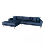 Kampinė sofa Lido, Aksomas, tamsiai mėlyna