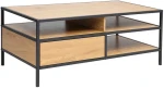 Coffee table HEDVIG with a drawer 100x50xH40cm, ash/juodas