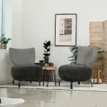 Fotelis Kalune Design Sparnuotųjų kėdžių komplektas Loly Set- Anthracite