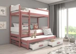Dviaukštė lova Adrk Furniture Queen su čiužiniais, 80x180 cm, balta/rožinė