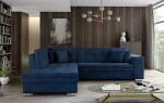 Kairinė kampinė sofa Pieretta, tamsiai mėlyna