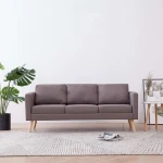 Trivietė sofa, rudos spalvos, audinys