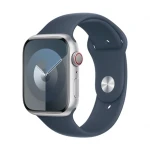 Išmanusis laikrodis Apple Watch Series 9 GPS + Cellular, 45 mm, Sidabrinės spalvos aliuminio korpusas su mėlynos spalvos sportiniu dirželiu - M/L