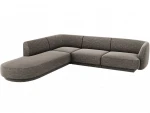 Kairinė kampinė sofa Micadoni Miley, 252 x 220 x 74 cm, pilka