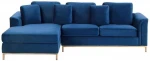 Beliani Dešinioji aksominė kampinė sofa, mėlyna OSLO