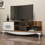 TV staliukas Kalune Design Televizoriaus stovas Sultan - Walnut, Baltas