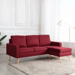 Trivietė sofa su pakoja, raudona