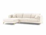 Kairinė kampinė sofa Luis 5, balta/auksinė