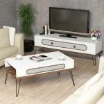 TV staliukas Kalune Design Svetainės baldų rinkinys Ekol - Baltas