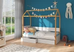 Lova ADRK Furniture Otello 90x200 cm su šonine apsauga, pilka/ruda