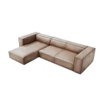 Keturvietė kairinė odinė kampinė sofa Agawa, 290x173x68 cm, smėlio