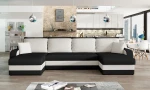 Kampinė sofa-lova Kris, balta/juoda