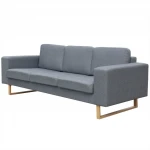 Trivietė medžiaginė sofa, šviesiai pilkos spalvos