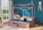 Lova Adrk Furniture Jonasek su šonine apsauga ir čiužiniu, 80x180cm, rožinė