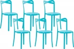 Beliani Shumee 6 kėdės valgomojo mėlynai CAMOGLI