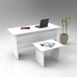 Rašomojo stalo ir kavos staliuko komplektas Kalune Design VO8, baltas