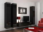 Cama Living room cabinet set VIGO 14 juodas/juodas gloss