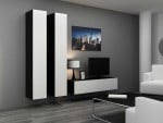 Cama Living room cabinet set VIGO 9 juodas/baltas gloss