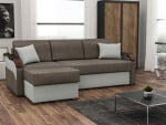 Kampinė sofa-lova Franco III, ruda/pilka