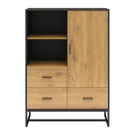 Sideboard AMSTERDAM 100x40xH140cm, oak/juodas