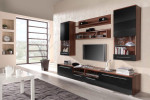 Cama Wall unit LUNA 260/44/190 in plum/juodas gloss