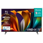 Hisense 75A6N televizorius 190,5 cm (75") 4K Ultra HD Smart TV „Wi-Fi“ Juoda 350 cd/m²