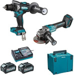 Makita DK0124G201 XGT Akumuliatorinių įrankių komplektas DF001G + GA005G + DC40RA + BL4040x2 + MAKPAC lagaminas (2 vnt Combo)