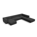 Šešiavietė dešininė sofa Agawa, 365x270x68 cm, tamsiai pilka