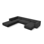 Šešiavietė kairinė sofa Agawa, 365x270x68 cm, tamsiai pilka