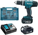 Makita 18v 2x3.0ah 2x3.0ah akumuliatorinis gręžtuvas ir įkroviklis dhp453rfx