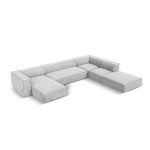 Šešiavietė dešininė sofa Agawa, 365x270x68 cm, šviesiai pilka