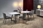 TIZIANO extension table, color: top - light pilkas / dark pilkas, legs - dark pilkas