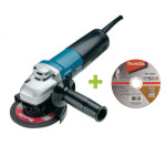 Makita 9565CR Kampinis šlifuoklis, 1400 W, 125 mm, SJS, antivibracinė šoninė rankena + pjovimo diskas B-12239