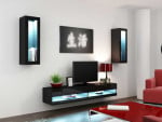 Cama Living room cabinet set VIGO NEW 11 juodas/juodas gloss