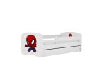 Vaikiška lova su čiužiniu ir stalčiumi Kocot Kids BabyDreams White spiderman, balta/raudona