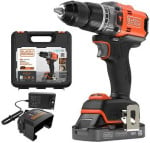 wiertarko-wkrętarka smūginis akumuliatorinė, 50Nm, 18V POWERCONNECT, Black & Decker [BLD683D1XK-QW] 2,0Ah, dėklas