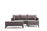 Kampinė sofa-lova Bella Mini Right, ruda