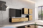 Cama living room cabinet set VIGO 23 juodas/wotan oak