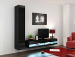 Cama Living room cabinet set VIGO NEW 9 juodas/juodas gloss