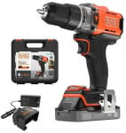 wiertarko-wkrętarka smūginis akumuliatorinė, 45Nm, 18V POWERCONNECT, Black & Decker [BCD383D1XK-QW] 2,0Ah, dėklas