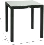 Table WICKER 73x73xH71cm, juodas