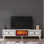 TV stalas Flame Fireplace - White, Silver