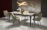 FELIX extension table, pilkas marble / juodas