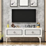 TV stalas Arel - White, Silver