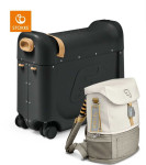 Stokke JetKids - komplektas kelioninis BedBox + Crew Backpack | Juodas / Baltas