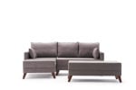 Kampinė sofa-lova Bella Mini Left, ruda