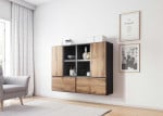 Cama living room furniture set ROCO 19 (4xRO3 + 4xRO6) antracite/wotan oak